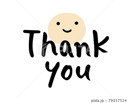 かわいい手書き文字のThank youと人物の笑顔／手書き文字イラスト	 79357524