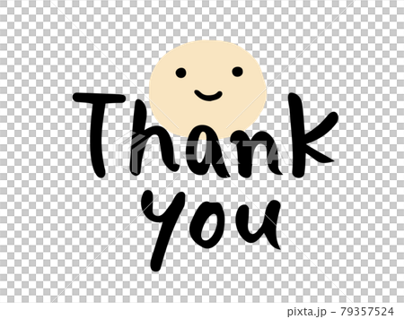 かわいい手書き文字のThank youと人物の笑顔／手書き文字イラスト	 79357524
