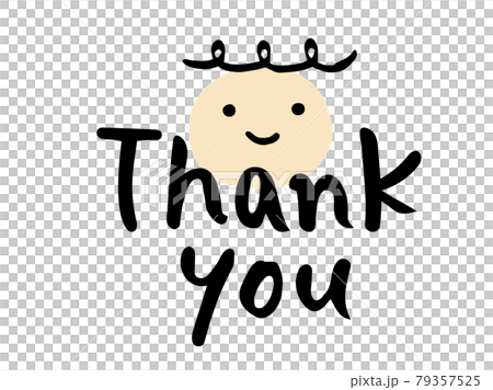 かわいい手書き文字のThank youと人物の笑顔／手書き文字イラスト	 79357525