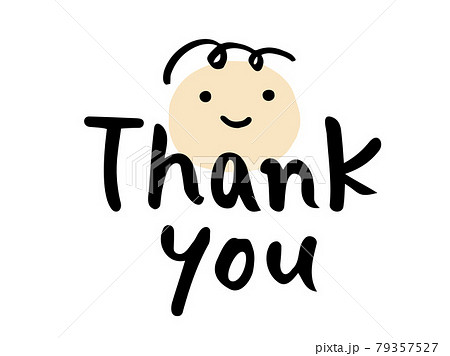 かわいい手書き文字のThank youと人物の笑顔／手書き文字イラスト	 79357527