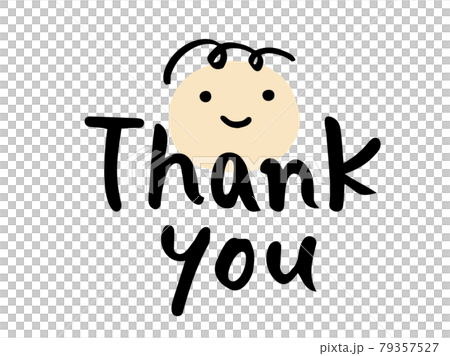 かわいい手書き文字のThank youと人物の笑顔／手書き文字イラスト	 79357527