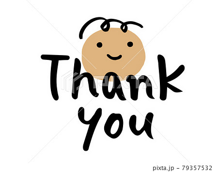 かわいい手書き文字のthank Youと人物の笑顔 手書き文字イラスト のイラスト素材