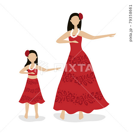 フラダンスをする親子 79358661