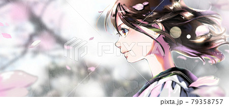 Color Version Of Profile Schoolgirl Stock Illustration