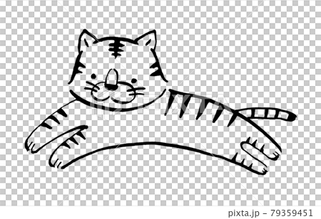 一隻奔跑的老虎的手繪插圖線描 79359451