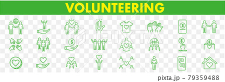Volunteering icons set. Outline set of volunteerin Volunteering icons set. Outline set of volunteerin 79359488