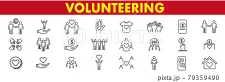 Volunteering icons set. Outline set of volunteerin Volunteering icons set. Outline set of volunteerin 79359490