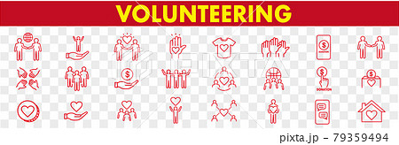 Volunteering icons set. Outline set of volunteerin Volunteering icons set. Outline set of volunteerin 79359494