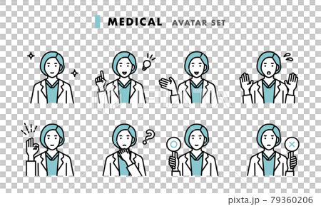 Female doctor's upper body avatar set 79360206