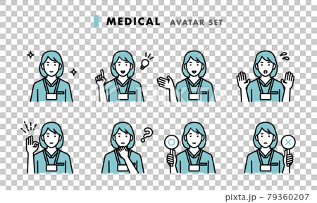 Female doctor's upper body avatar set 79360207
