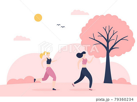 Jogging or Running Sports Background Illustration Men and Women for Active Body, Healthy Lifestyle, Outdoor Activities Jogging or Running Sports Background Illustration Men and Women for Active Body, Healthy Lifestyle, Outdoor Activities 79360234