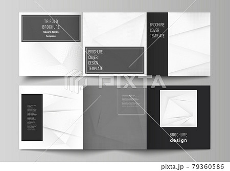 Vector layout of square cover design templates for trifold brochure, flyer, magazine, cover design, book design, brochure cover. Halftone effect decoration with dots. Dotted pop art pattern decoration 79360586