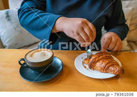 Coffee and croissants in cafe Coffee and croissants in cafe 79361036