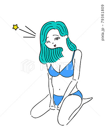 セクシーなビキニの女性のイラストのイラスト素材