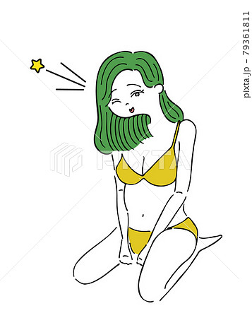 セクシーなビキニの女性のイラストのイラスト素材