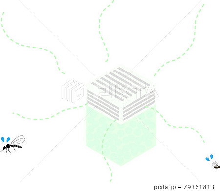蚊とコバエ　置き型の虫よけアイテムのイラスト 79361813