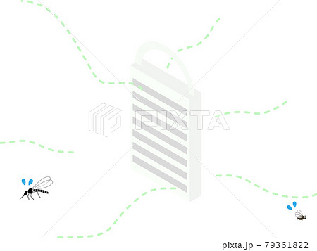 蚊と吊り下げ型の虫よけアイテムのイラスト 蚊と吊り下げ型の虫よけアイテムのイラスト 79361822