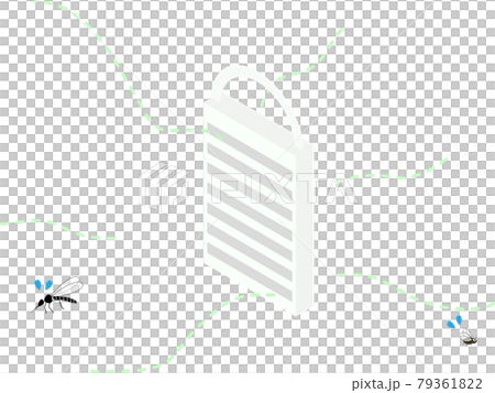 蚊と吊り下げ型の虫よけアイテムのイラスト 蚊と吊り下げ型の虫よけアイテムのイラスト 79361822
