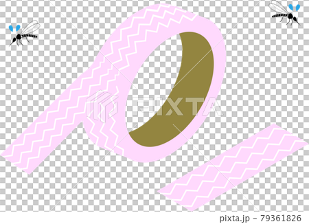蚊とテープ式の虫よけアイテムのイラスト 蚊とテープ式の虫よけアイテムのイラスト 79361826