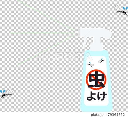 蚊子和驅蟲劑噴霧瓶的插圖 蚊子和驅蟲劑噴霧瓶的插圖 79361832