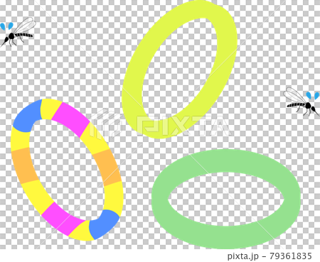 蚊とバンド式の虫よけリングのイラストのイラスト素材