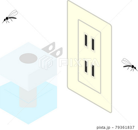 蚊とプラグ式の虫よけアイテムのイラスト 蚊とプラグ式の虫よけアイテムのイラスト 79361837