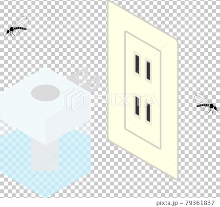 蚊とプラグ式の虫よけアイテムのイラスト 蚊とプラグ式の虫よけアイテムのイラスト 79361837