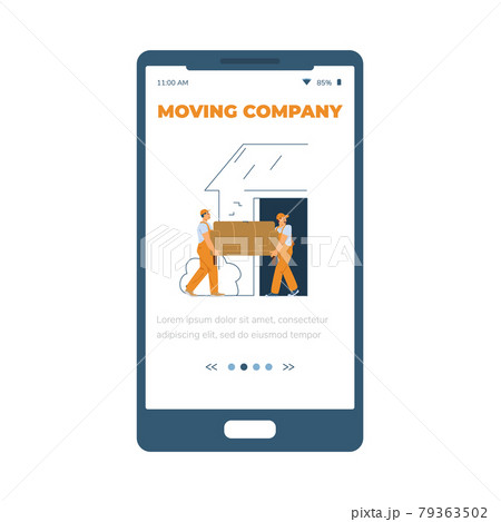 Mobile phone app for delivery service for business relocation. 79363502