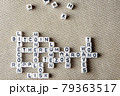 set of popular crypto coins words forming thematical crossword made of white cubes with black capital letters 79363517