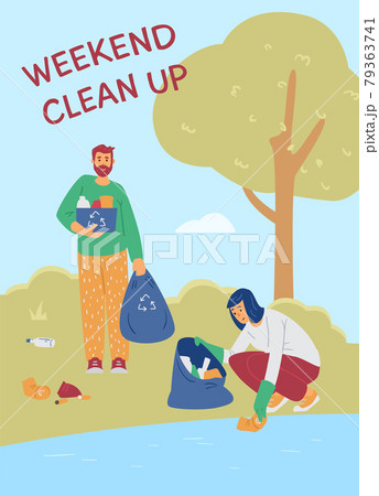 Weekend Clean Up Volunteering Event Concept Of のイラスト素材