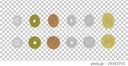 日本円硬貨のイラストセット 日本円硬貨のイラストセット 79363755