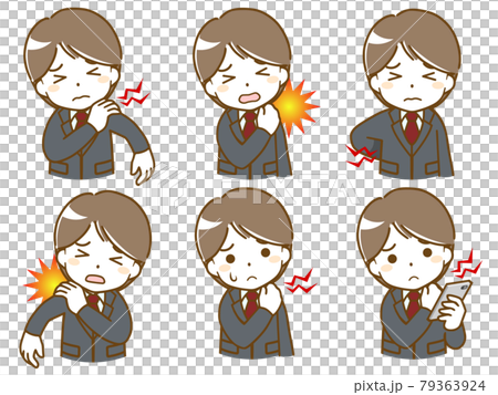 首や肩が痛いスーツの若い男性のイラスト素材