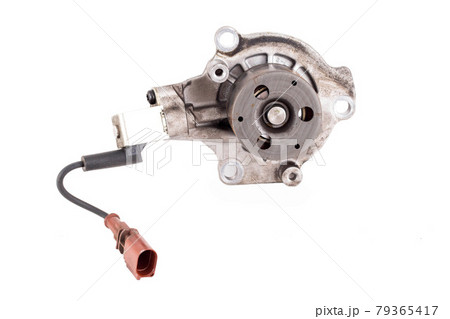 Modern car water pump with coolant temperature gauge on white background, isolate. 79365417