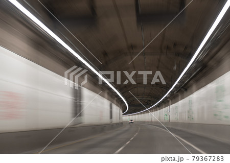 modern underground tunnel. gray road tunnel. city underground bridge. 79367283