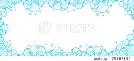 Soap foam with bubbles. Frame of cartoon shampoo and soap foam suds. Vector illustration 79367354