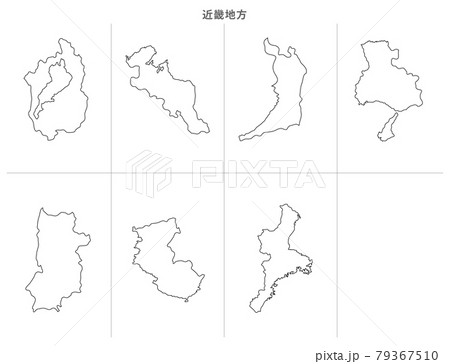 白地図-日本-近畿地方の都府県セット