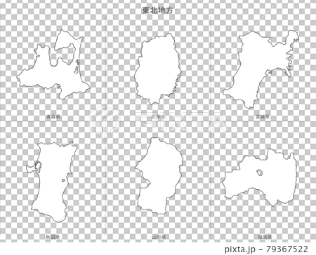 空白地圖-日本-東北地區縣集-帶縣名 79367522