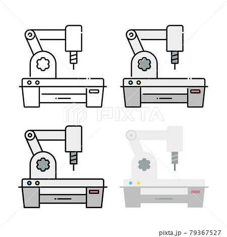 工場の機械 手描きと基本線とフラットな塗りのセット 工場の機械 手描きと基本線とフラットな塗りのセット 79367527