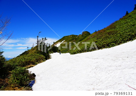 上州武尊山　三ツ池辺りの残雪から山頂方面 79369131