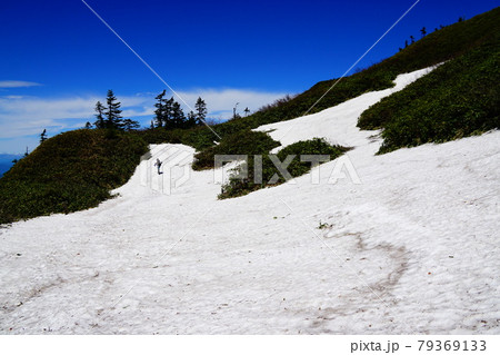 上州武尊山　三ツ池辺りの残雪から山頂方面へ 79369133