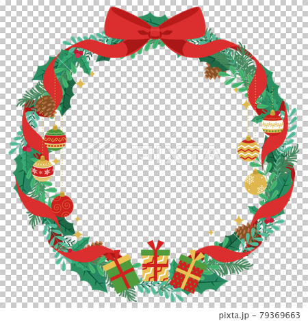 Christmas wreath frame background vector illustration (copy space, background) 79369663