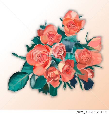 上から見たバラの花束 俯瞰 正方形のイラスト素材