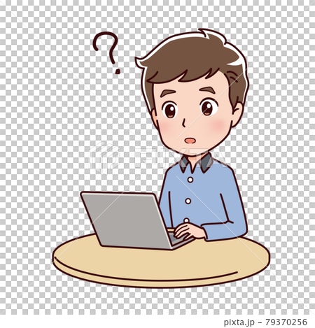 Illustration of a man operating a personal computer Illustration of a man operating a personal computer 79370256