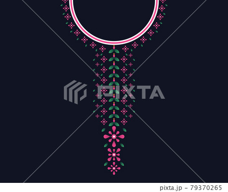 Geometric ethnic oriental pattern. Necklace embroidery design for textile, fashion woman, background, wallpaper, clothing and wrapping. Vector illustration.  79370265