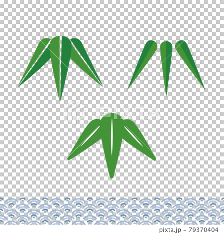 縁起がいい日本の新年の植物。笹の葉と和柄のベクターイラスト。年賀状に最適。 縁起がいい日本の新年の植物。笹の葉と和柄のベクターイラスト。年賀状に最適。 79370404