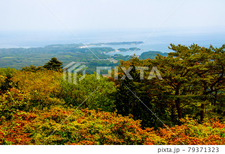 みちのく潮風トレイル　南三陸町　田束山山頂から気仙沼大島と唐桑半島を遠望する 79371323