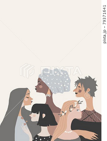 Illustration with Women Different Nationalities and Cultures 79371641