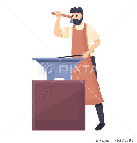 Medieval blacksmith icon cartoon vector. Middle anvil man Medieval blacksmith icon cartoon vector. Middle anvil man 79371799
