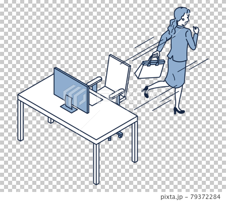 完成工作並匆忙離開公司的女上班族的等距 完成工作並匆忙離開公司的女上班族的等距 79372284