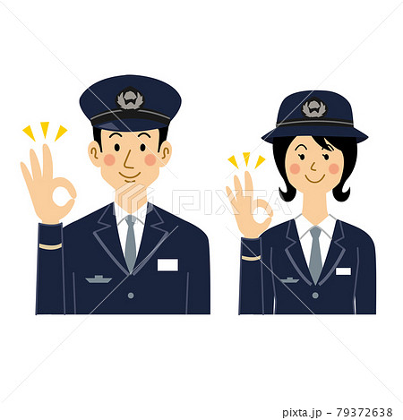okポーズをする鉄道員の男女 79372638